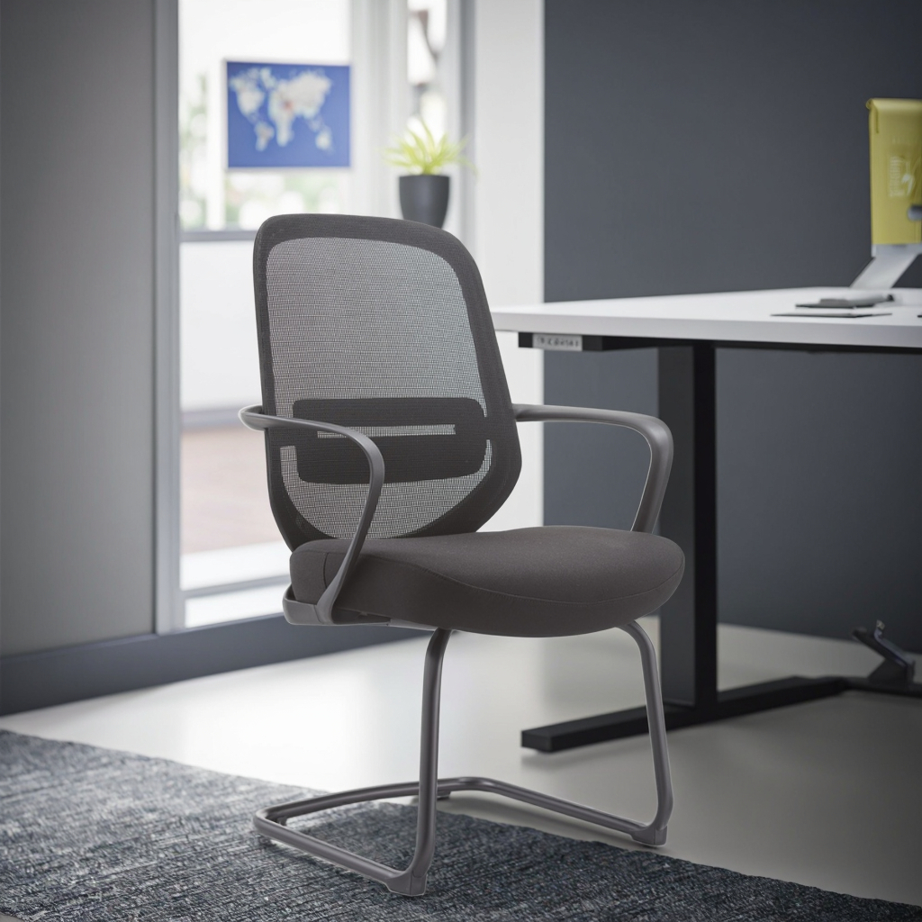 New Arrival  Black Rubber Powder-Coated Springframe Commercial Heavy Load Industrial Mesh Task Chair Tool-Free Adjustment