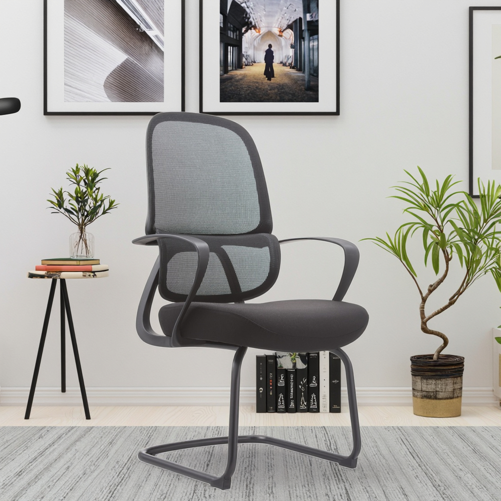 Spring Base Conference Room Visitor Chair Heavy-Duty Steel Construction Industrial Grade Mesh Task Chair Professional Commercial