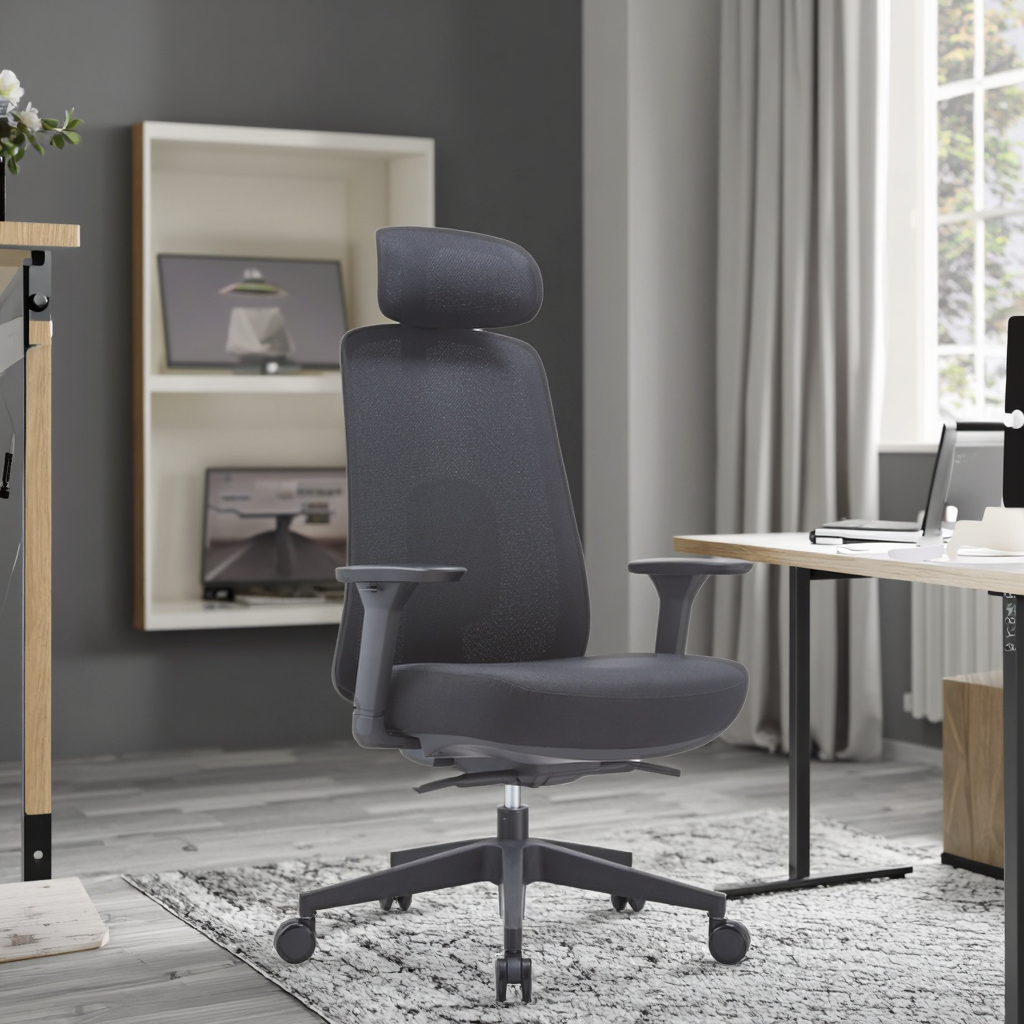 Premium Ergonomic Swivel Chair Multi-Directional Headrest Self-Adaptive Lumbar Support PU 3D Armrests Self-Weight Synchronous