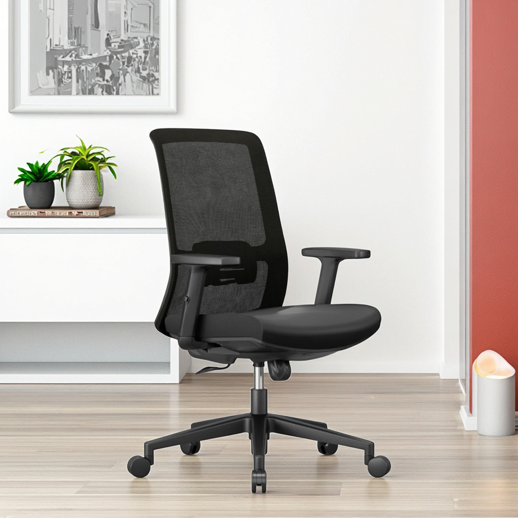 Business Computer Desk Chair with Flexible T-Fixed Armrests Ergonomic Lumbar Support Breathable Mesh High Back