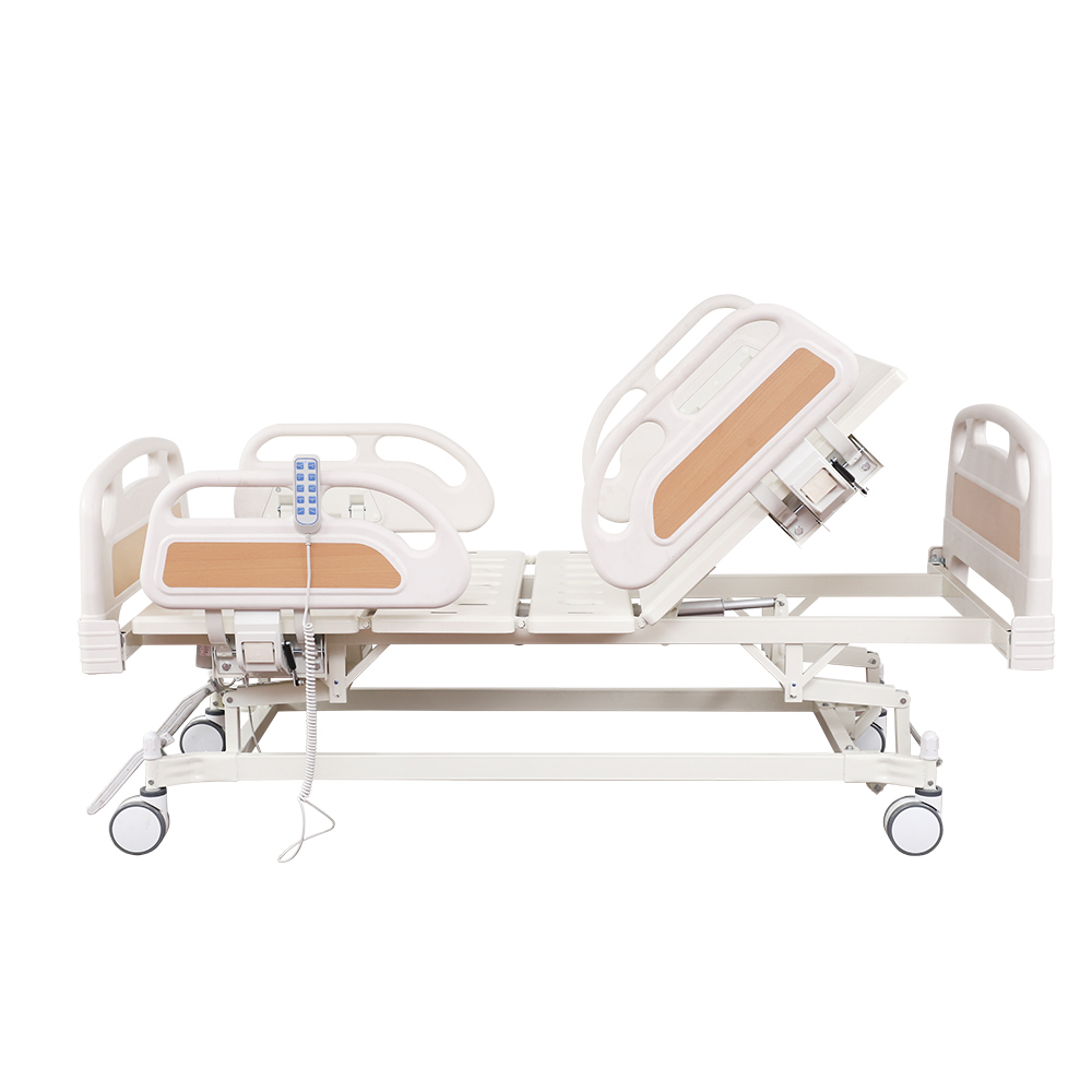 Central Control Metal ABS Guard Rail Electric Hospital Bed-Five Function Patient Care Unit with Infusion and Dual Brake System