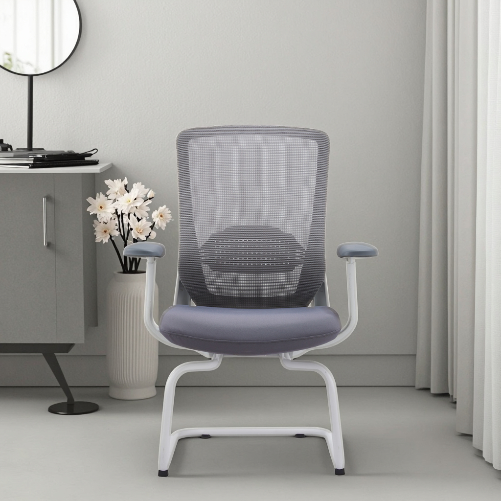 Simple Design Steel Frame Chair Adjustable Lumbar Support Compact Structure Home Office