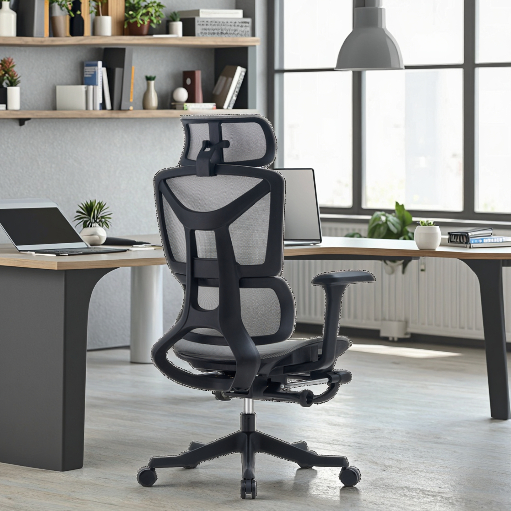 Extended Comfort Mesh Recliner Rotatable Footrest Ergonomic Support Heavy Duty Base Professional Leisure