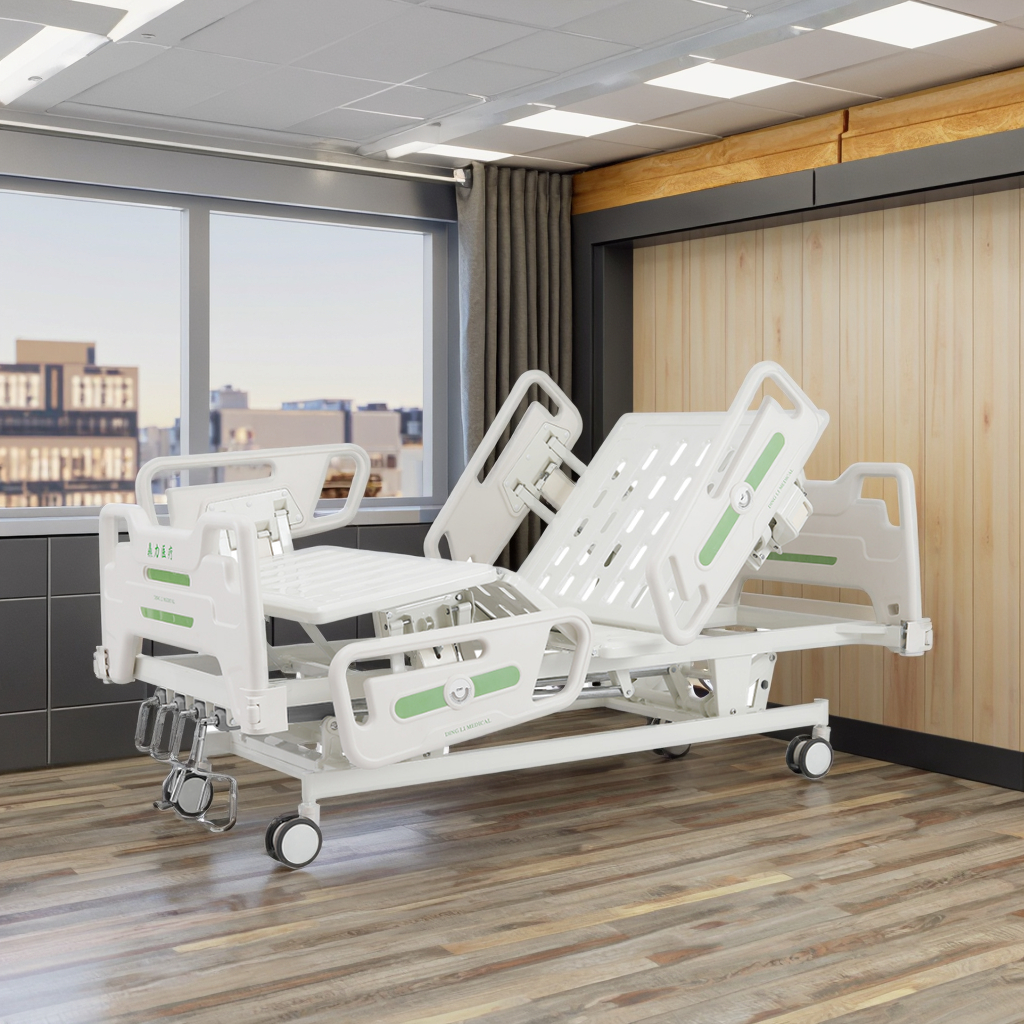 Stainless Steel Modern Four Split Rail Manual Nursing Bed-Five Function Therapeutic Equipment Trendelenburg Mechanism CE School