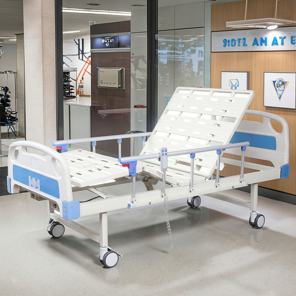 Punching Steel Twin Crank Electric Bed-Foldable Durable Adjustable Home Healthcare Equipment with Five Guardrail System