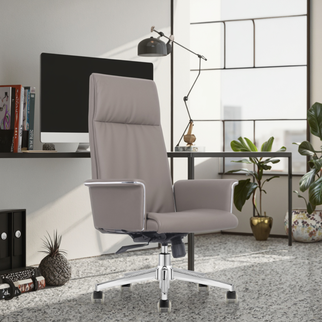 Budget PU Leather Task Chair Mechanical Tilt Lock Steel Base Chrome Gas Lift Affordable Seating