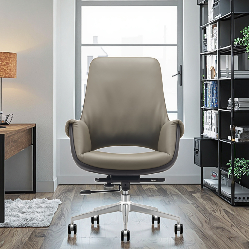 Modern Leather Executive Office Chair with Ergonomic Design Adjustable Height Lockable Recline