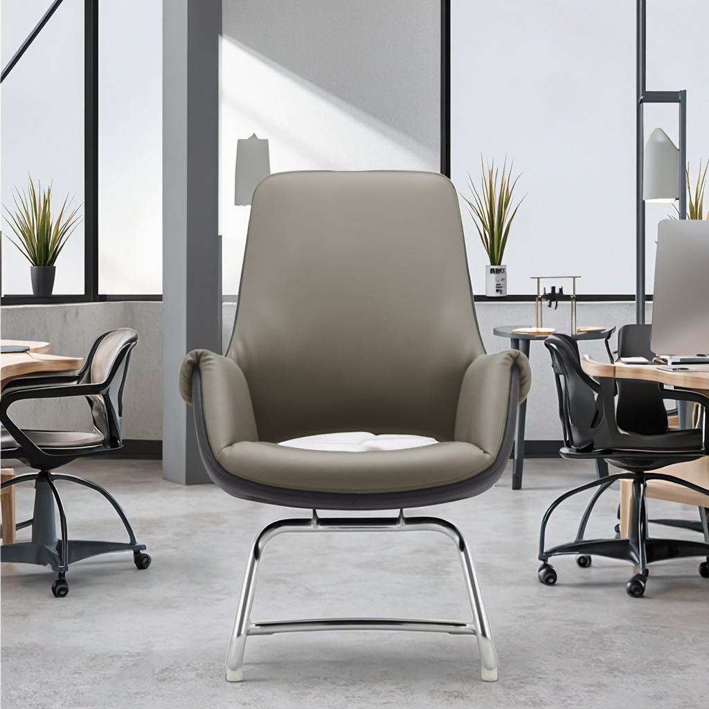 Simple Ergonomic Leather Adjustable Task Chair for Small Space
