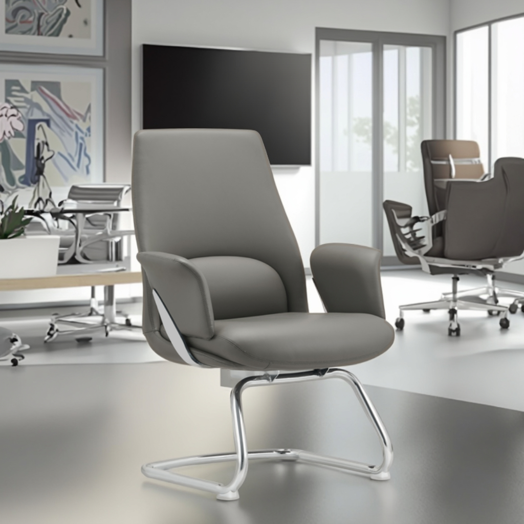 Modern Leather Executive Ergonomic Task Chair with Adjustable Height and Tilt Function
