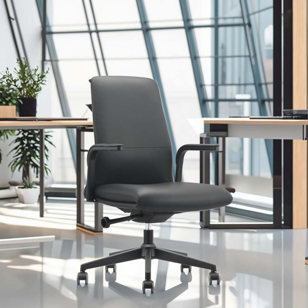 Economy Modern Ergonomic Leather Executive Office Task Chair with Adjustable Height for Home Use