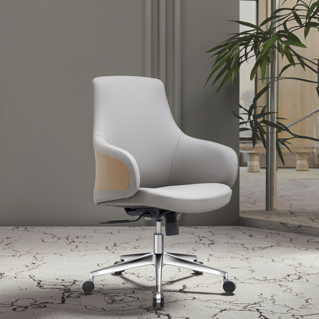 Adjustable Posture Modern Leather Lift Chair Breathable Surface 3-Position Lock Ergonomic Executive Workstation Seating