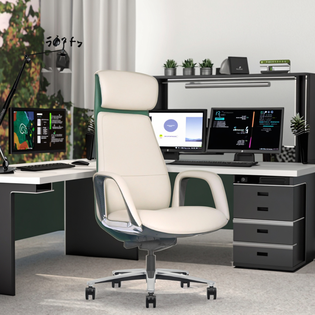 Deluxe Leather Executive Throne Polished Aluminum Arms Dual Layer Sponge Telescopic Height Adjustment