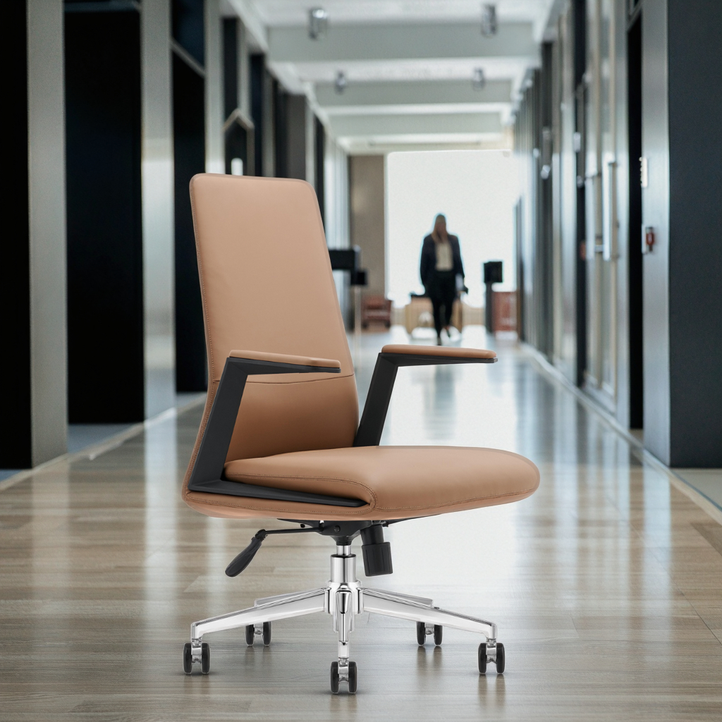 Medium Back Office Guest Chair Steel Reinforcement Dual Density Sponge Commercial Lobby Seating Solution