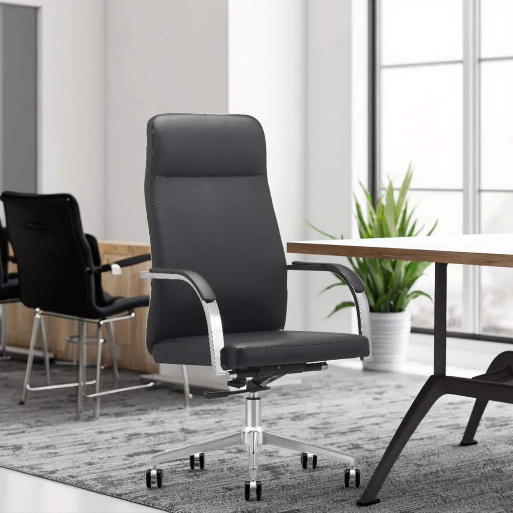 Ergonomic Conference Chair Waterfall Seat Edge Steel Reinforced Arms Height Adjustable Business Furniture