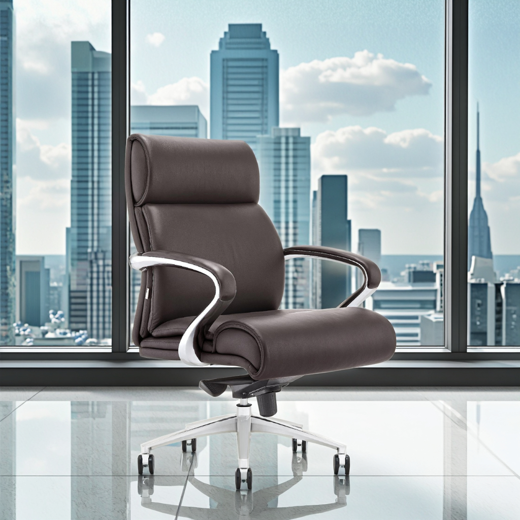 High-end Office Managers Chair Quadruple Locking Mechanism Breathable PU Leather Commercial Grade Seating
