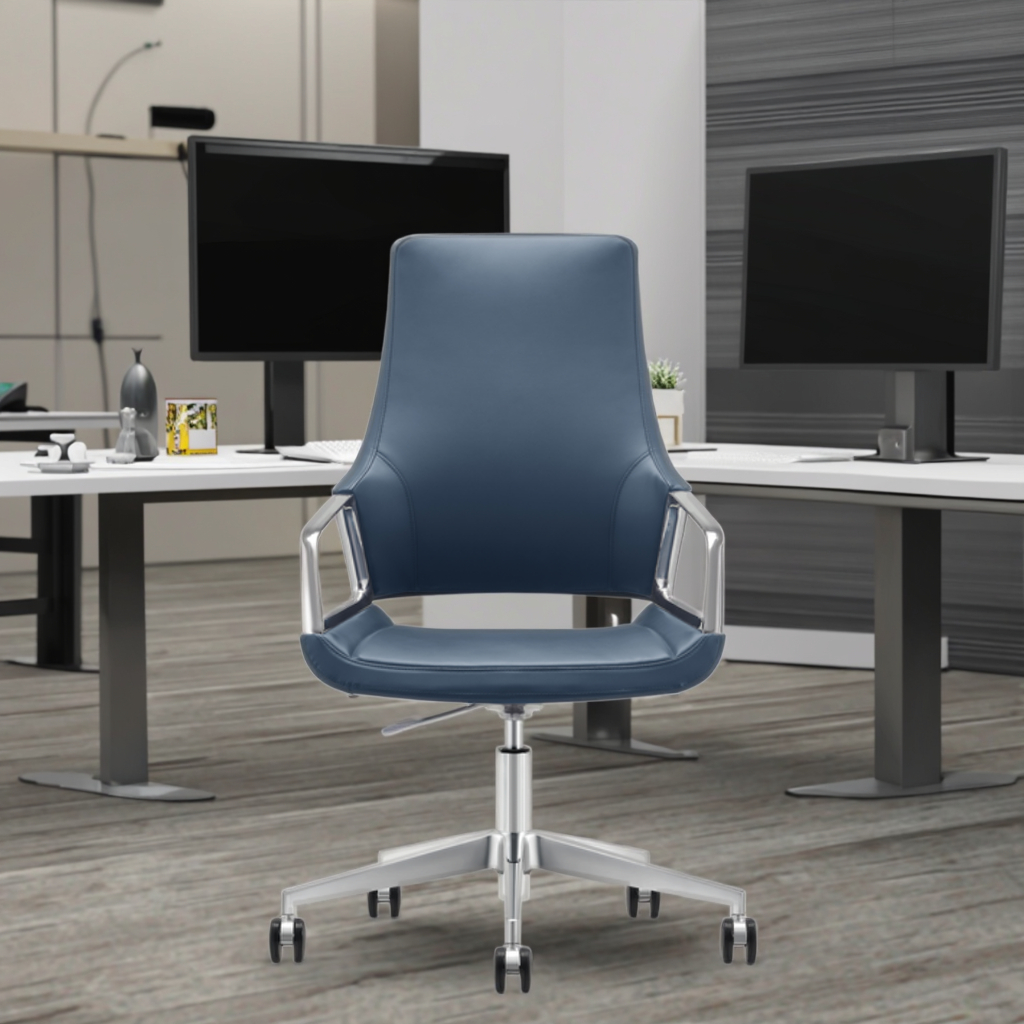Modern Office Swivel Chair Manual Tilt Adjustment Frosted Aluminum Base Commercial Workstation Furniture