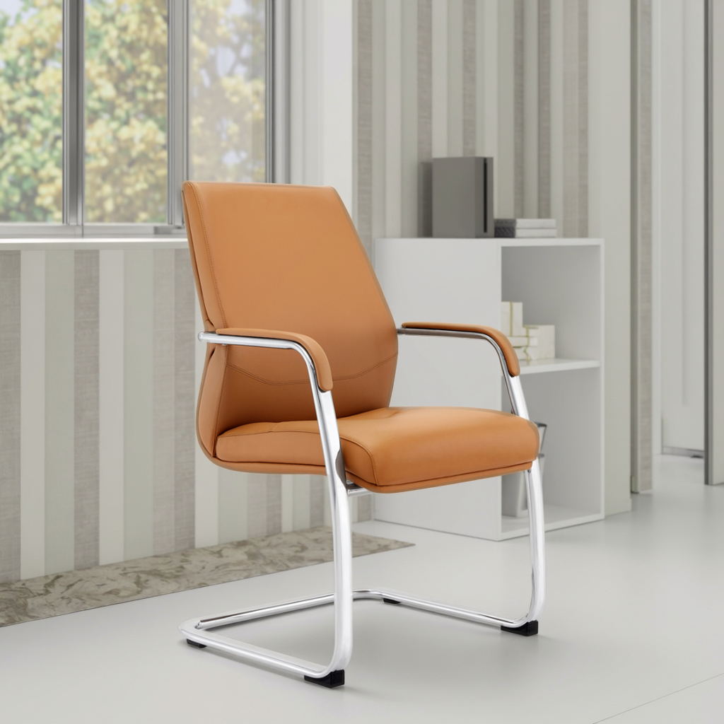 Modern Chrome Frame Guest Chair Removable Seat Cushion Compact Office Solution