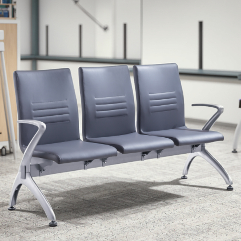 Modern Commercial Cold Steel Frame Chair with Detachable Anti-Slip Feet for Public Spaces