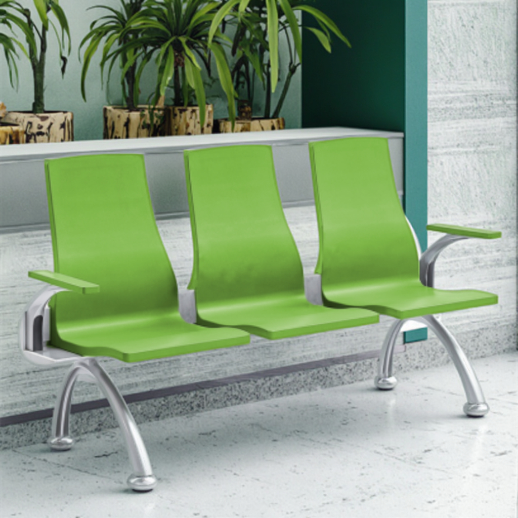 Customizable Color Modern PU Monoblock Hospital Chairs with Ergonomic Shaped Steel Beam