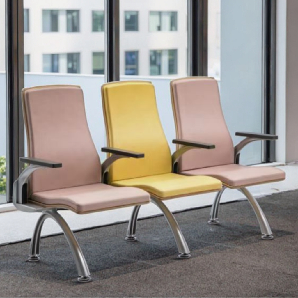 Luxury Tech Fabric Upholstered Bench with Alloy Cantilever Design for Hospital Use Eco-Friendly & Durable