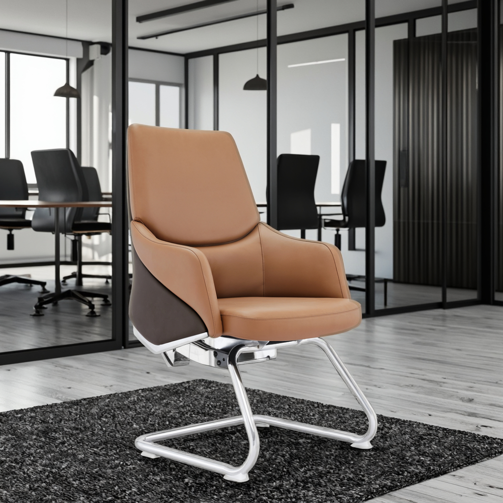 Executive Style Chrome Frame Chair Thickened Plywood Core Conference Room Seating Solution