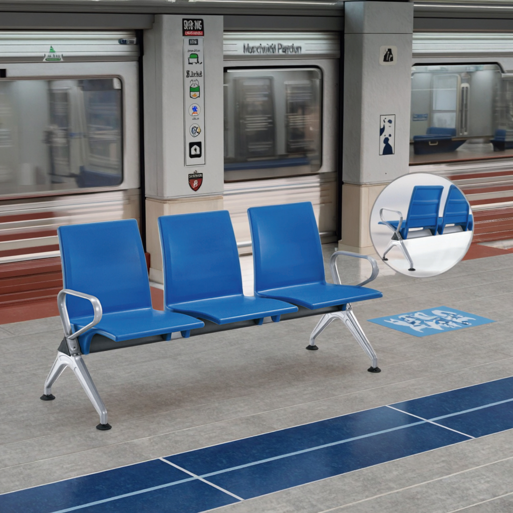 Modern Outdoor Powder-Coated Rectangular Pipe Frame Hospital Seating for Hospital Use