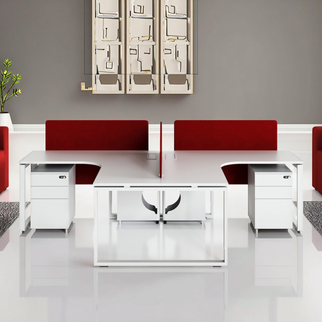 T-Shaped Modular Foldable Automatic Office Workstation Panel System Wood Frame Standing Computer Desk Storage Modern