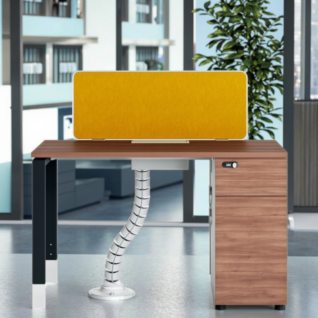 Single Row Office Desk Cabinet Storage Modern Computer Workstation Adjustable Steel Frame MFC Wood Furniture Space Saving