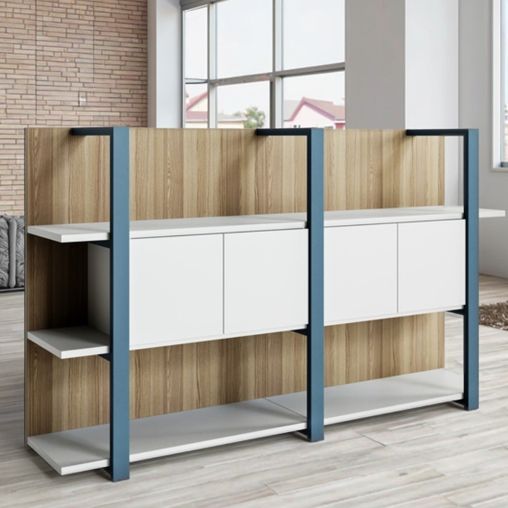 Premium Adjustable Office Storage Cabinet Modular File Storage Shelves Modern Business Furniture Solid Wood Frame Large Capacity