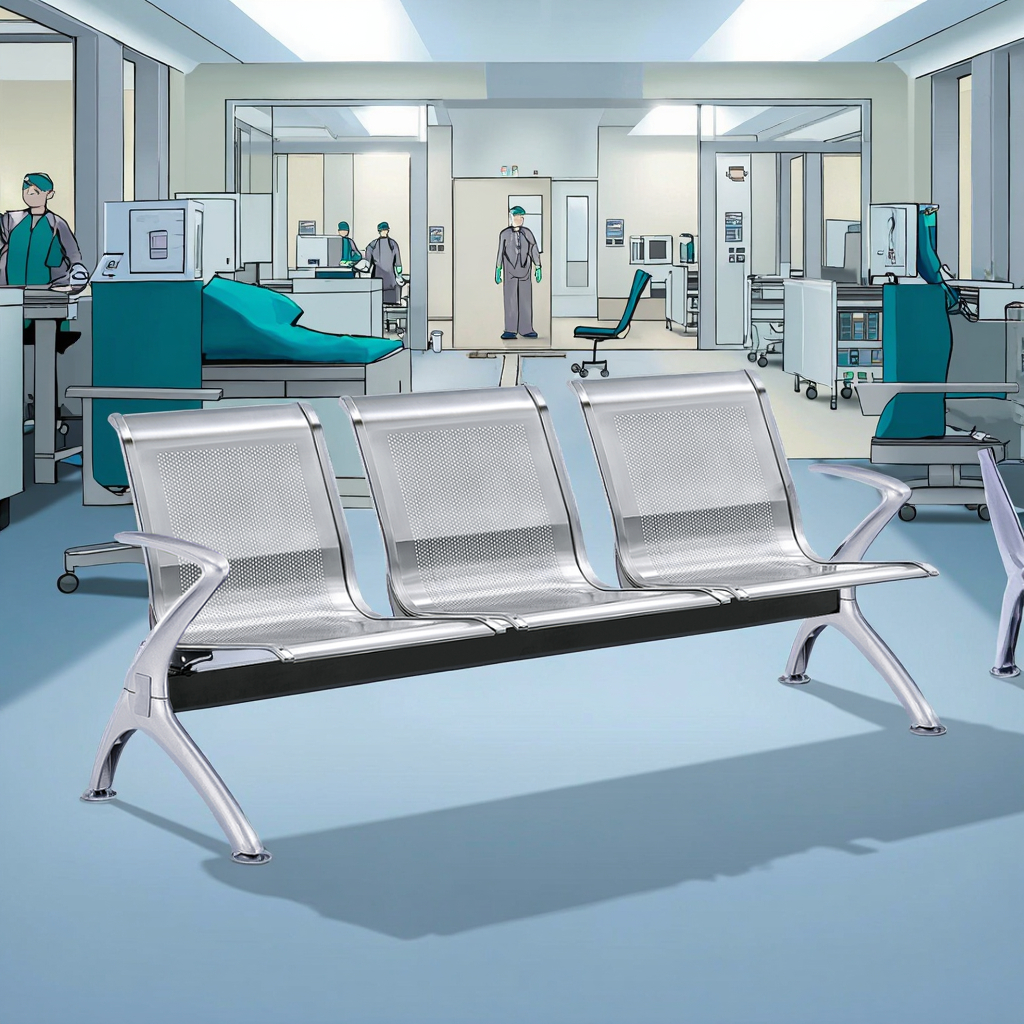 Premium Medical Steel Base Hospital Chair with Cast Alloy Armrests Modern Design Eco-Friendly & Durable for Clinics