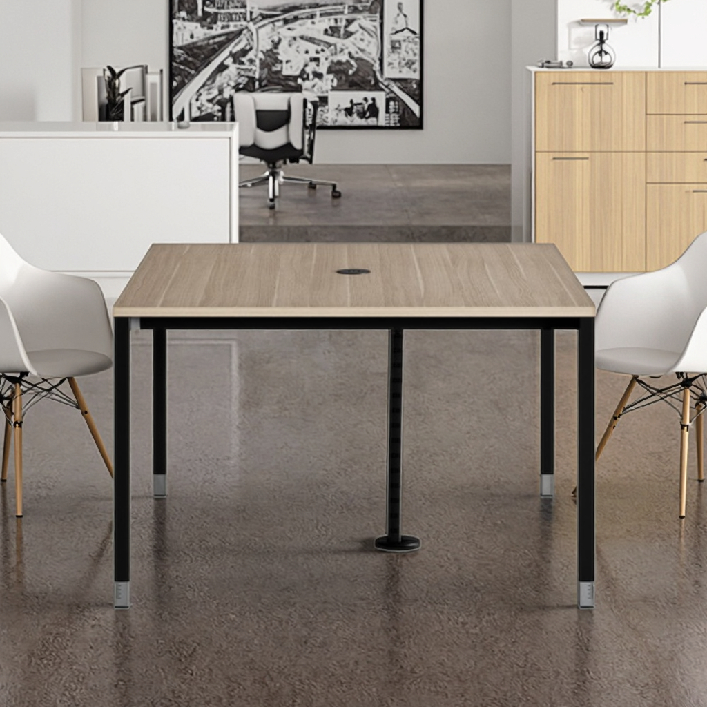 Professional Conference Desk with Integrated Power Outlet and Steel Frame for Modern Office Boardroom