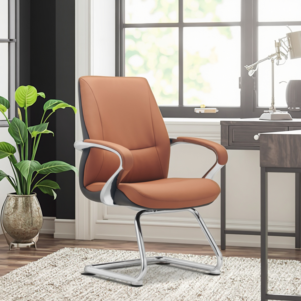 Modern Ergonomic Leather Executive Computer Chair with Adjustable Height and Back Support