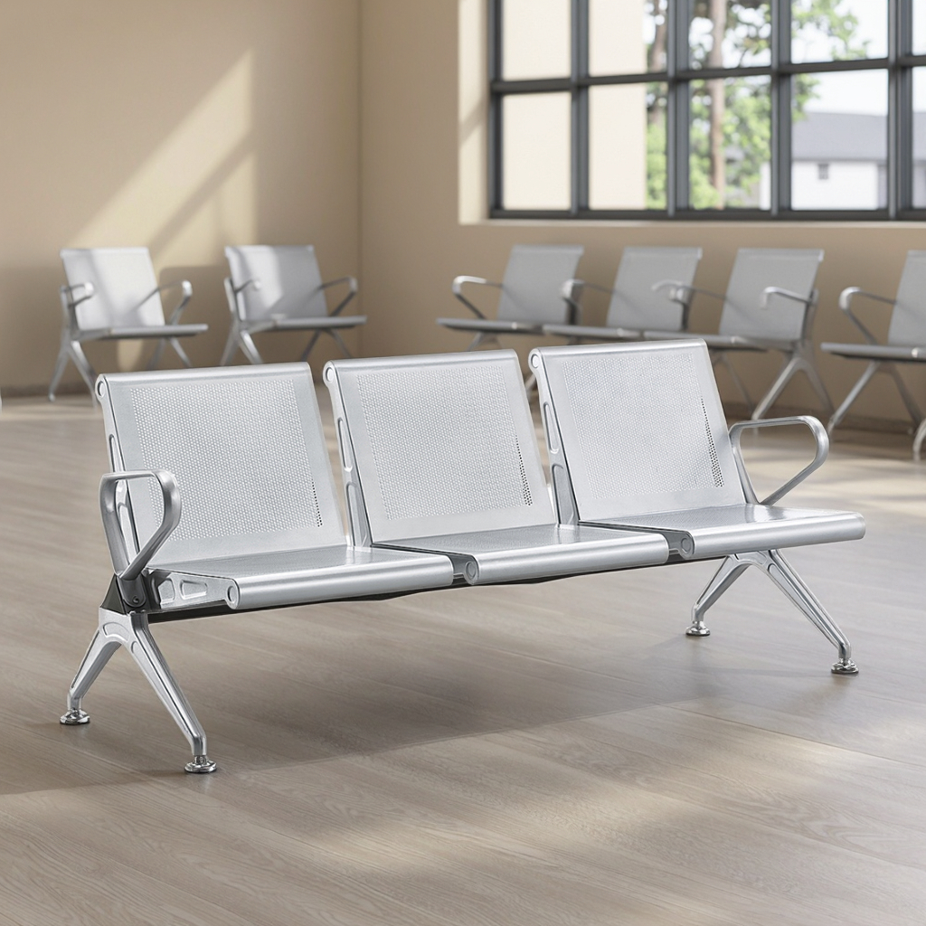 Durable Commercial 3Seats Cold Rolled Steel High Quality Chairs Indoor Outdoor Events Lightweight Stackable Seating Party Rental