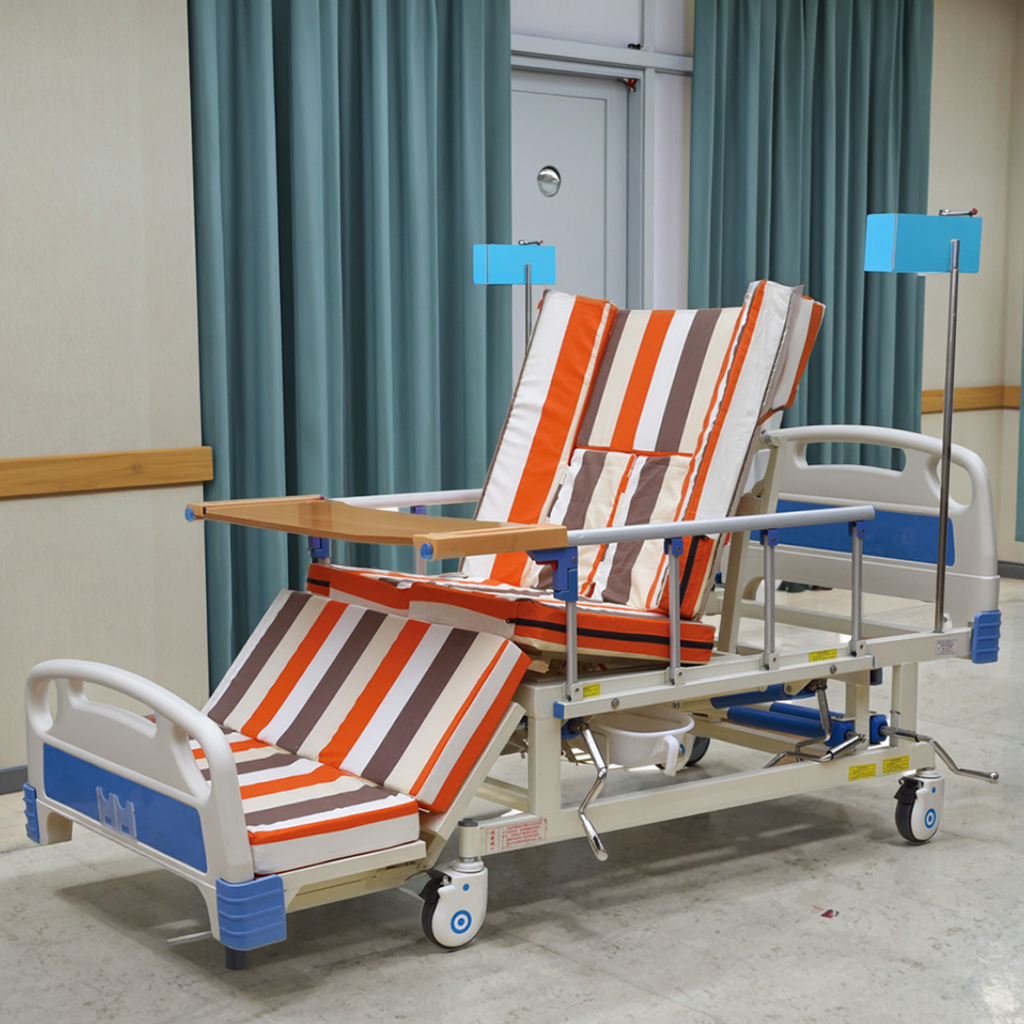 Full-Curved Anti-Slip Adjustable Modern Infusion Nursing Unit Manual Invertible Medical Bed with Metal Construction