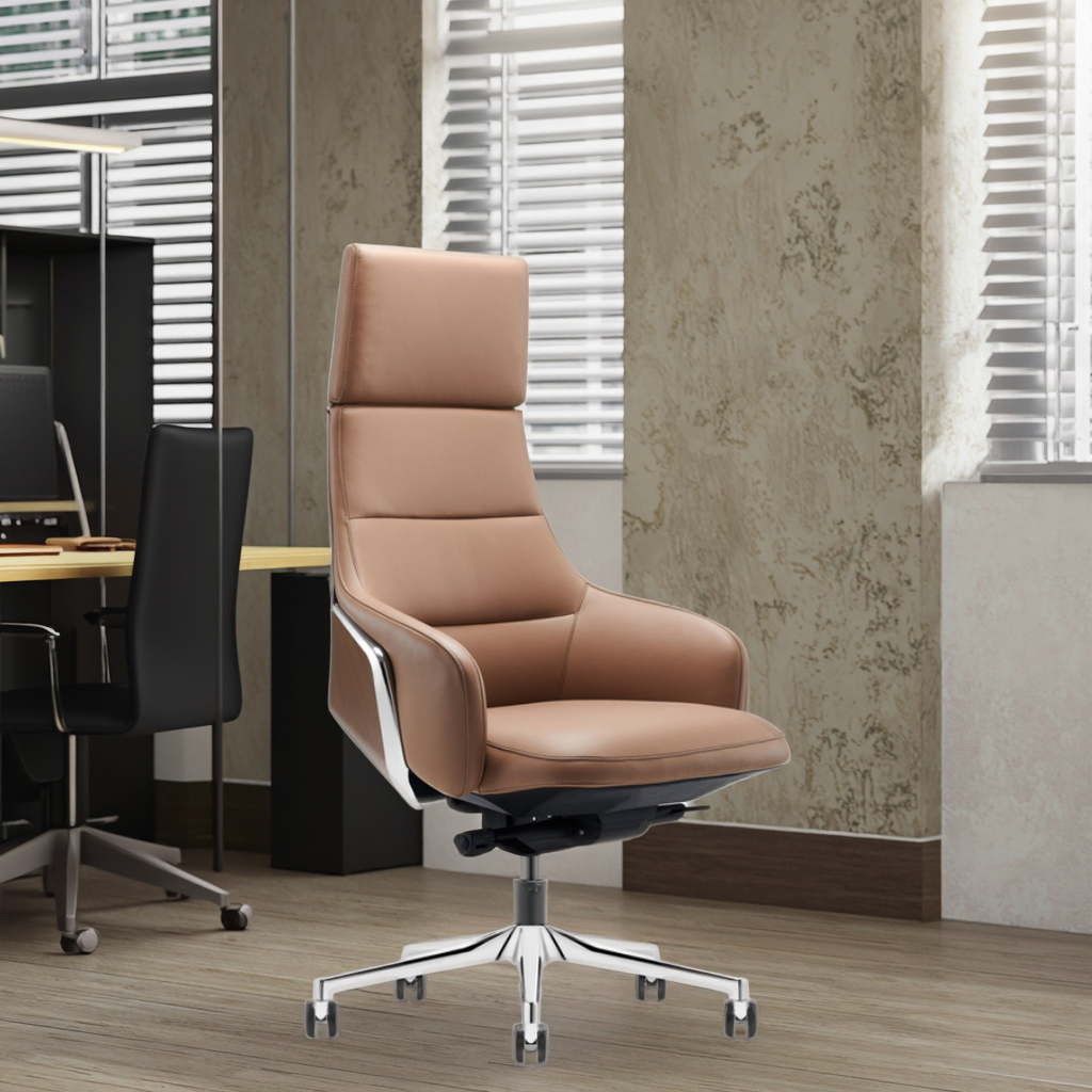 Modern Comfortable Ergonomic Executive Office Chair with Genuine Leather Full Mesh Aluminium Base Adjustable Reclining Footrest