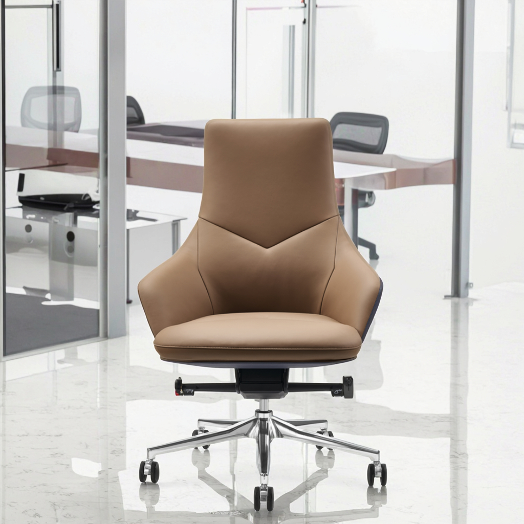 Modern Leather Mid Back Ergonomic Executive Office Task Chair