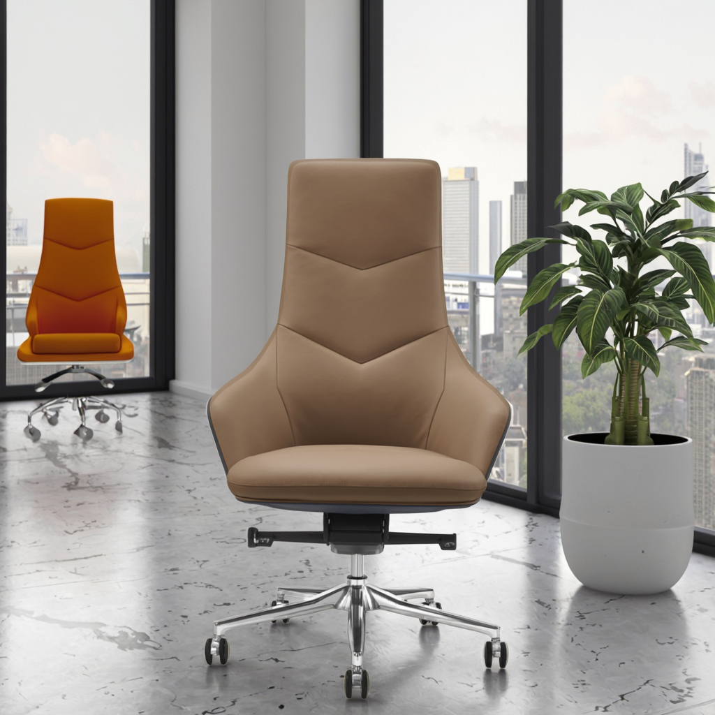 High Quality Modern Ergonomic Adjustable PU Leather Executive Office Chair with Aluminium Base