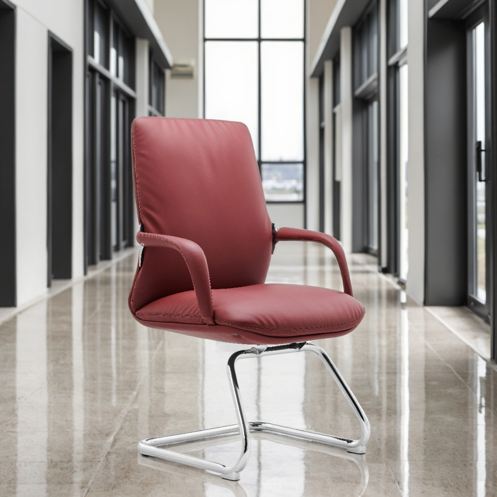 Modern Arc Frame Guest Chair Steel Core Construction Compact Meeting Room Solution
