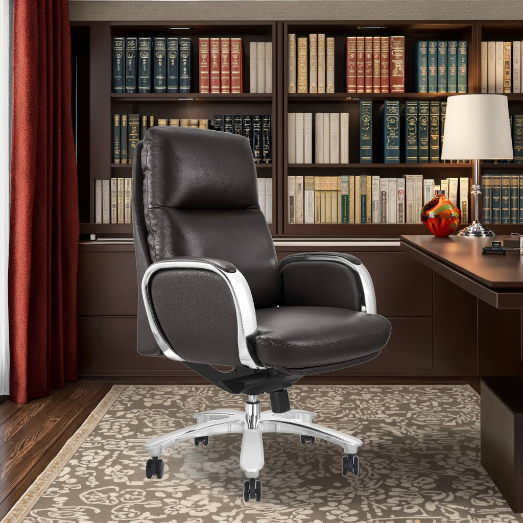 Luxury Managers Office Chair Memory Foam Padding Tilt Lock System Breathable Leather