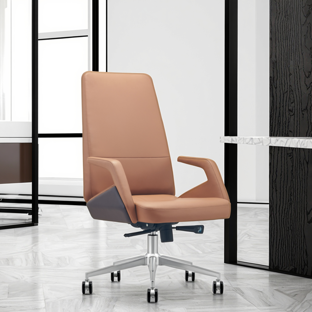 Ergonomic Managers Chair Contoured Lumbar Support Quick Assembly Design Commercial Installation