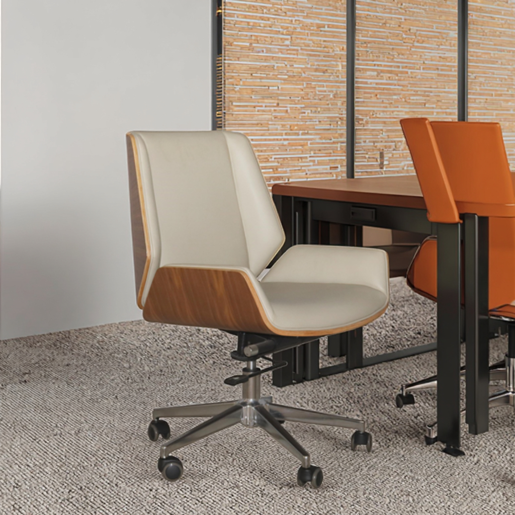 Compact Guest Chair Waterfall Seat Edge Fixed Base Design Space Saving Solution