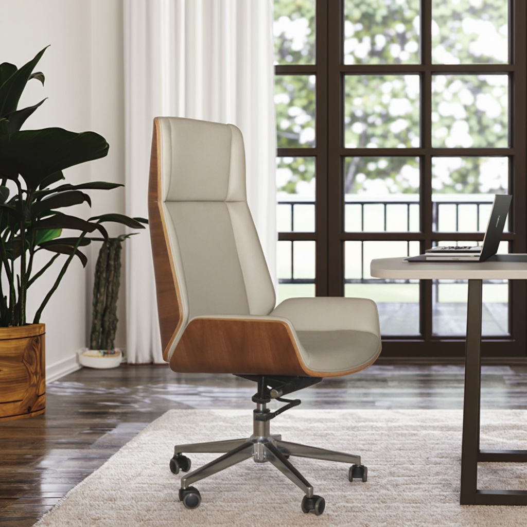 Mid Back Office Task Chair PU Leather Surface Fixed Tilt Angle Ergonomics Support