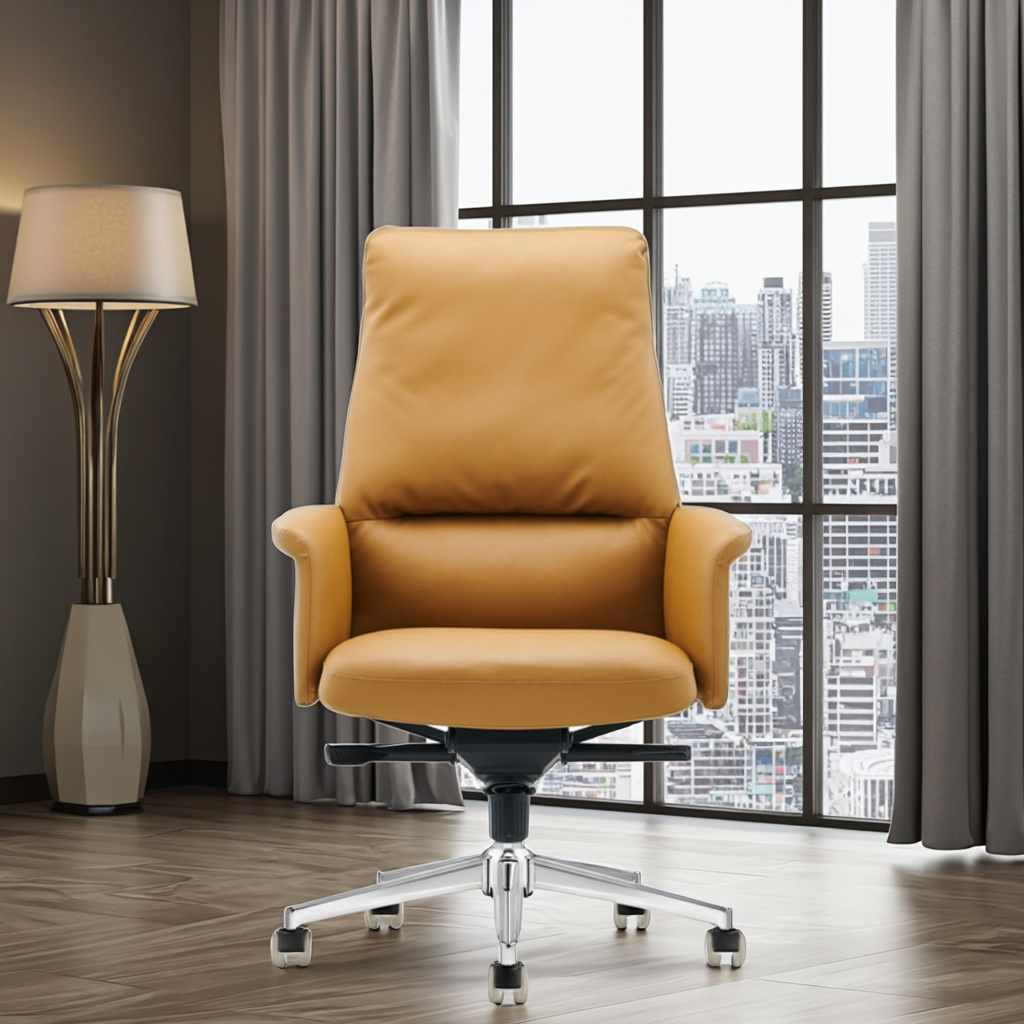 Managers Executive Leather High Back Conference Chair with Adjustable Height Quad-position Lock Modern Office Home Upgrade