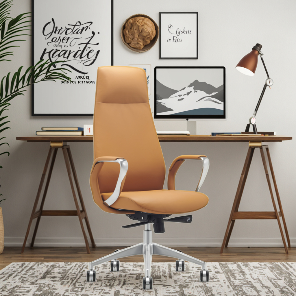 Luxury Aluminum Arm Executive Chair Built-in Steel Frame Synchronous Tilt Mechanism