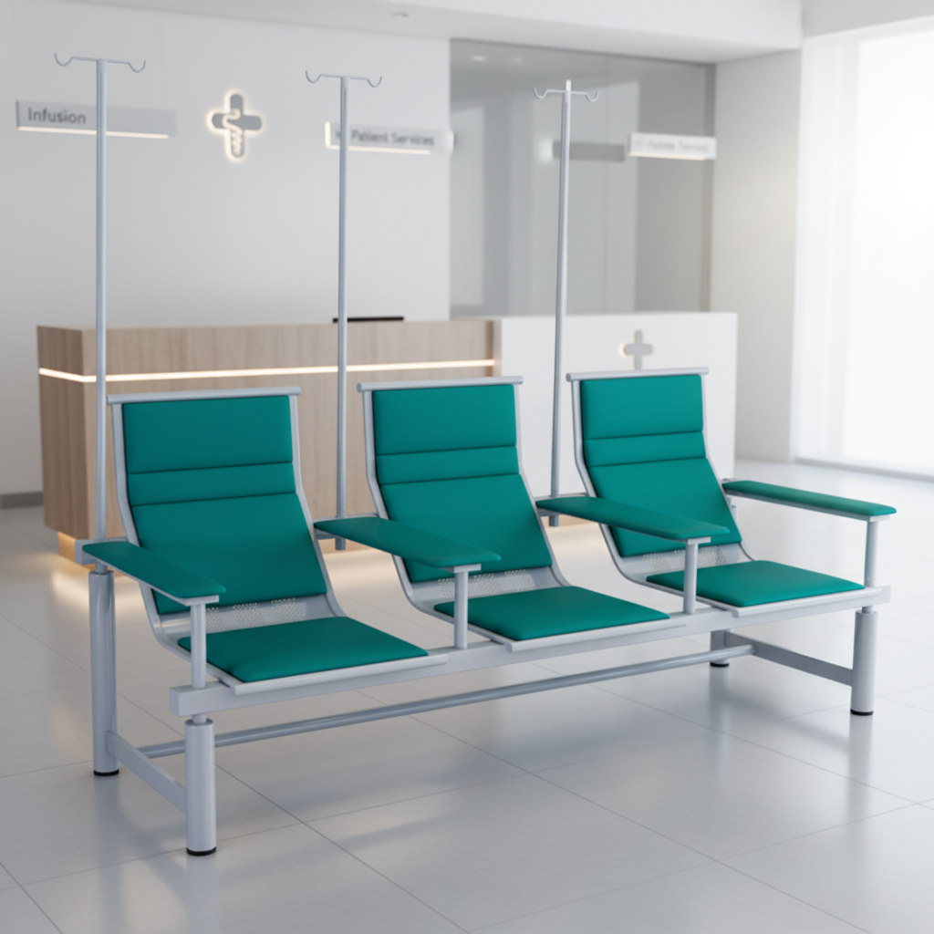 Hot Selling Adjustable IV Pole Backrest Infusion Chair High End Medical Hospital Chair 3/5 Seats PU Leather Modern Design