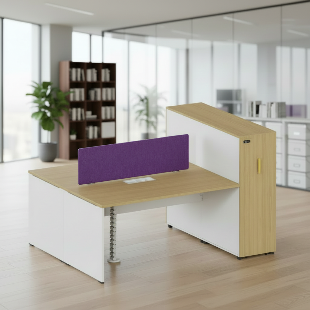 Double Row Integrated Storage Workstation Team Office Layout ABS Connection System Modern Furniture