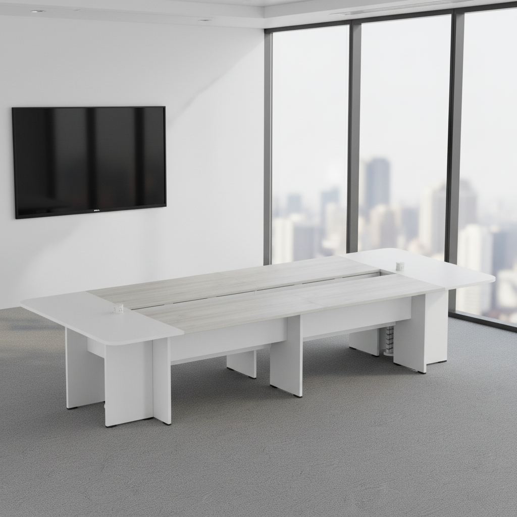 Large Convertible Extendable Boardroom Table Wood Frame Professional Office Building Conference Room Furniture