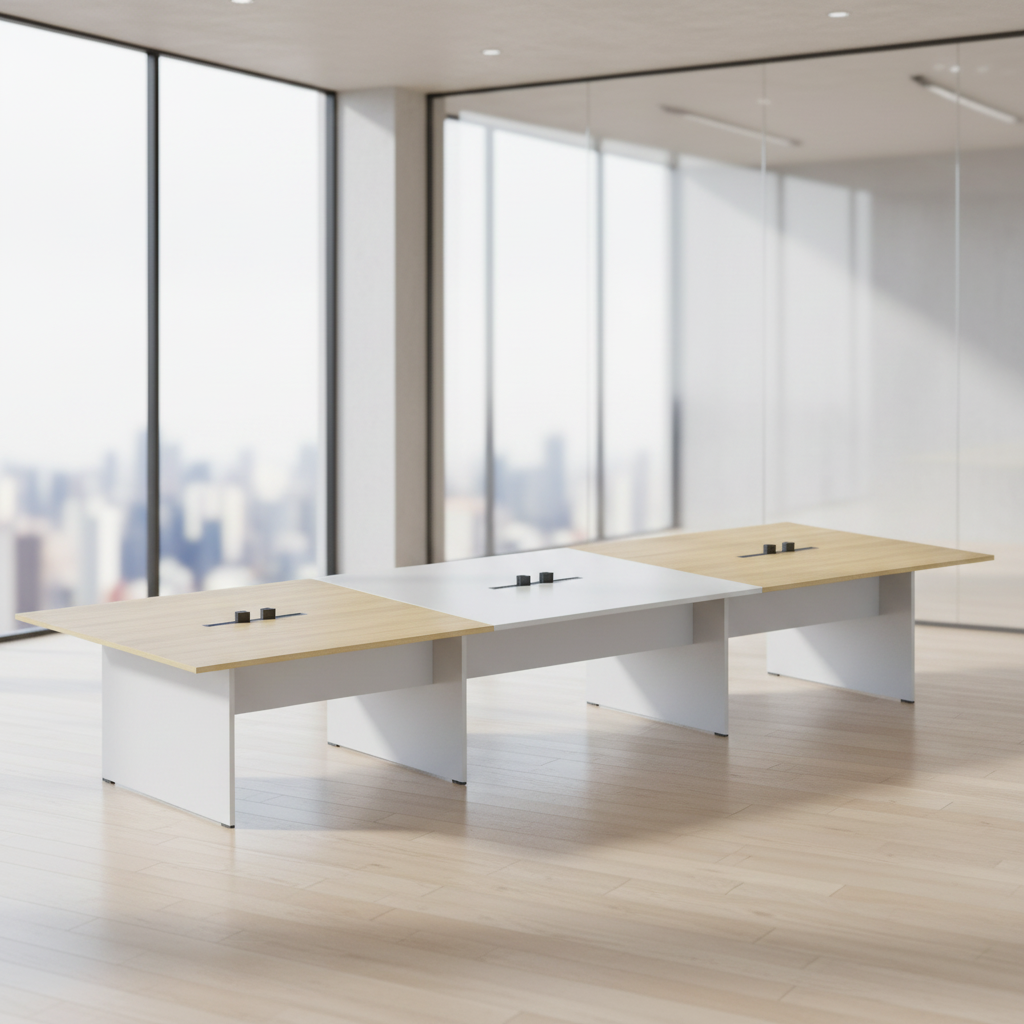 Executive Smart Conference Table Triple Power Rail ABS Connection System Modern Meeting Room Solution