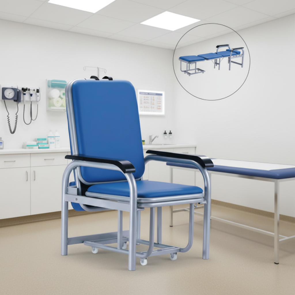 Durable Metal Foldable Nursing Chair for Hospitals Infusion Chair for Medical Attendants & Patients Comfortable Bed for Patients