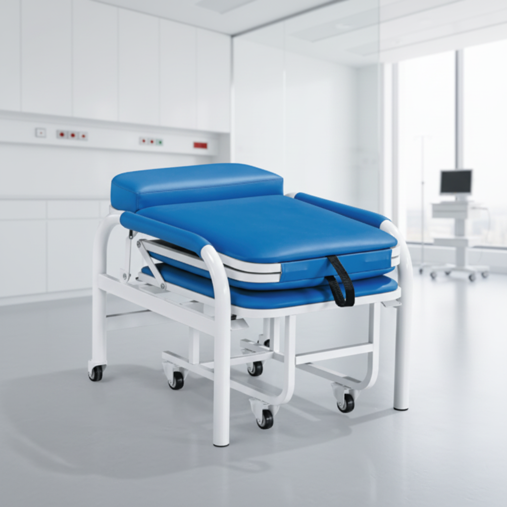 Durable Steel Frame Hospital Caregiver Chair-Eco-Friendly Modern Design Portable Space-Saving for Hospital School Commercial Use